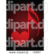 Vector Clipart of a Love Heart Music Note Made out of Red Dots by Andrei Marincas