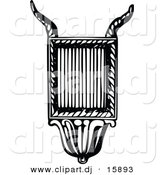 Vector Clipart of a Lyre Instrument - Black and White Vintage Design #4 by Prawny Vintage