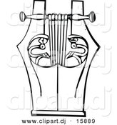 Vector Clipart of a Lyre Instrument - Black and White Vintage Design #6 by Prawny Vintage