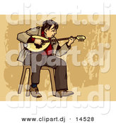 August 19th, 2012: Vector Clipart of a Male Busker Playing a Bouzouki by Any Vector