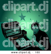 Vector Clipart of a Male DJ Talking Through Microphone at a Party by Dero