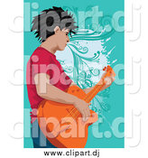 May 11th, 2014: Vector Clipart of a Male Guitarist over Turquoise by Mayawizard101