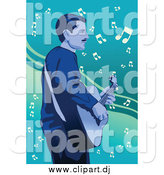 December 29th, 2013: Vector Clipart of a Male Guitarist Playing over Music Notes by Mayawizard101