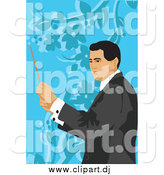 October 16th, 2014: Vector Clipart of a Male Music Conductor over Blue Floral by Mayawizard101