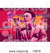 Vector Clipart of a Male Singer and Abstract Background by Mayawizard101