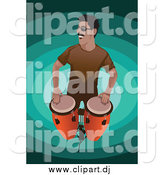 Vector Clipart of a Man Playing Conga Drums by Mayawizard101