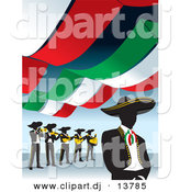 Vector Clipart of a Mariachi Band Under Mexican Banners by David Rey