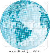 Vector Clipart of a Mosaic Blue Disco Ball Earth by Amanda Kate