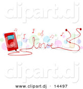 Vector Clipart of a MP3 Player Tuning Love Songs by BNP Design Studio