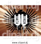 June 3rd, 2015: Vector Clipart of a Pair of Music Speakers Dripping over Black Grunge Wings on a Bursting Brown Background by KJ Pargeter