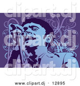 Vector Clipart of a Performing Male Singer in Purple and Blue by Mayawizard101