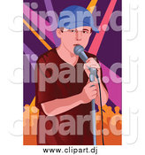 Vector Clipart of a Performing White Male Singer over Lights by Mayawizard101