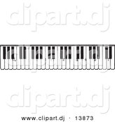 Vector Clipart of a Piano Keyboard Keys - Black and White Vintage Version by BestVector
