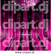 Vector Clipart of a Pink Disco Ball over Curving Lines with Equalizer Bars by Elaineitalia