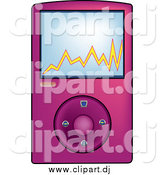 Vector Clipart of a Pink Music Digital Mp3 Player by Pams Clipart