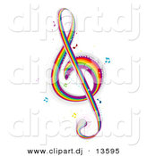 Vector Clipart of a Rainbow Colored G Clef Music Note by BNP Design Studio