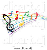 October 10th, 2014: Vector Clipart of a Rainbow Staff and Colorful Music Notes by Vector Tradition SM