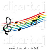 Vector Clipart of a Rainbow Staff and Music Notes by Vector Tradition SM