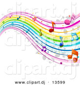 Vector Clipart of a Rainbow Waves with Music Notes - Background DesignRainbow Waves with Music Notes - Background Design by BNP Design Studio