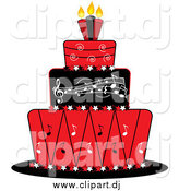 October 7th, 2014: Vector Clipart of a Red Black and White Music Cake by Pams Clipart