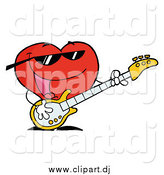 Vector Clipart of a Red Heart Playing a Guitar and Singing by Hit Toon
