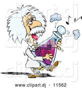 Vector Clipart of a Scientist Albert Einstein Playing a Musical Flask by Dennis Holmes Designs