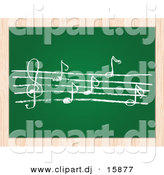 Vector Clipart of a Sheet Music Written on Chalk Board with Wood Border Frame by Andrei Marincas