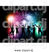 January 15th, 2015: Vector Clipart of a Silhouetted Dance Group Against a Grungy Colorful Burst on Black by KJ Pargeter