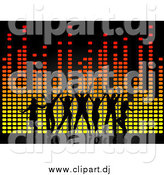 Vector Clipart of a Silhouetted Dancers over Colorful Equalizer Lines by KJ Pargeter