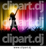 January 14th, 2015: Vector Clipart of a Silhouetted Female Pop Singer on Stage with Fans Against Colorful Lights by KJ Pargeter