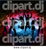 July 20th, 2015: Vector Clipart of a Silhouetted Group of Dancers Jumping over Splatters Notes and Halftone by KJ Pargeter