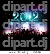 Vector Clipart of a Silhouetted New Year's Eve Party Under 2012 Text by KJ Pargeter