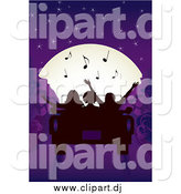 May 31st, 2015: Vector Clipart of a Silhouetted People Listening to Tunes and Looking at the Moon in a Convertible Car by Inkgraphics