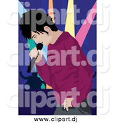 Vector Clipart of a Singer Man over Lights by Mayawizard101