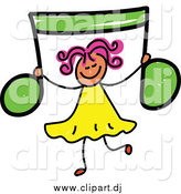 April 29th, 2015: Vector Clipart of a Sketched Girl Holding up a Green Music Note by Prawny