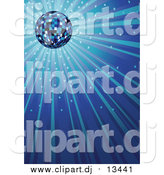 August 13th, 2016: Vector Clipart of a Sparkling Blue Disco Ball Background by Dero