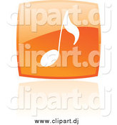 Vector Clipart of a Square Orange Music Note Icon and Reflection by Cidepix