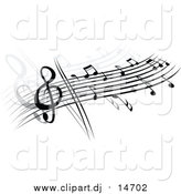 Vector Clipart of a Stave and Music Notes by Vector Tradition SM