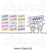 Vector Clipart of a Stick Couple with Entertainment Stamps by NL Shop