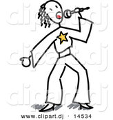 Vector Clipart of a Stick Figure Girl Singing into a Microphone by Frog974
