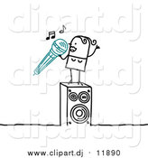 Vector Clipart of a Stick Woman Singing Karaoke by NL Shop