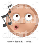 Vector Clipart of a Tan Smiley Face Whistling Tunes by AtStockIllustration