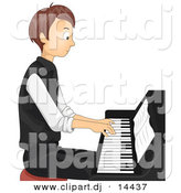 Vector Clipart of a Teen Cartoon Boy Playing Piano by BNP Design Studio