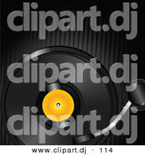 Vector Clipart of a Vinyl Record on Turntable by Elaineitalia