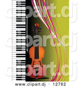 August 27th, 2015: Vector Clipart of a Violin and a Piano on Green with Colorful Waves by