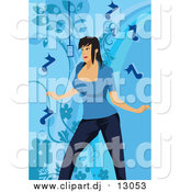 Vector Clipart of a White Musical Woman Singing over Blue by Mayawizard101