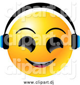 December 18th, 2014: Vector Clipart of a Yellow Emoticon Face Smiling and Wearing Headphones, Listenting to Tunes by Tonis Pan