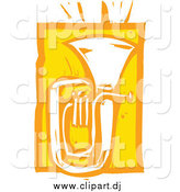 February 24th, 2015: Vector Clipart of a Yellow Woodcut Styled Tuba Instrument by Xunantunich