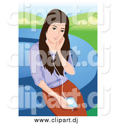 January 12nd, 2014: Vector Clipart of a Young Brunette Woman Listening to Music by Mayawizard101