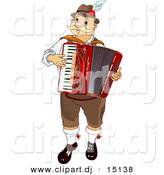Vector Clipart of an Oktoberfest Man Playing Accordian Music by Pushkin